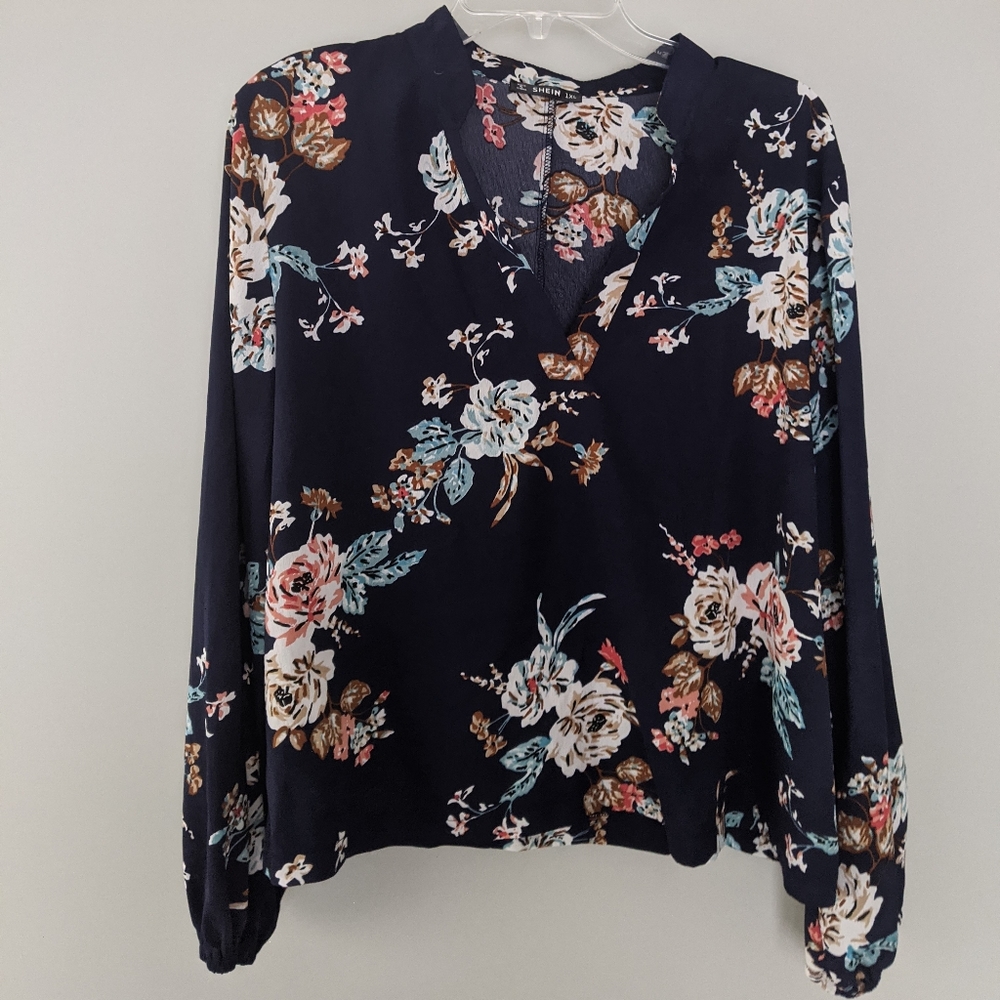 Blue floral blouse